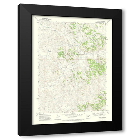 Pitch Draw Wyoming Quad - USGS 1971 Black Modern Wood Framed Art Print with Double Matting by USGS