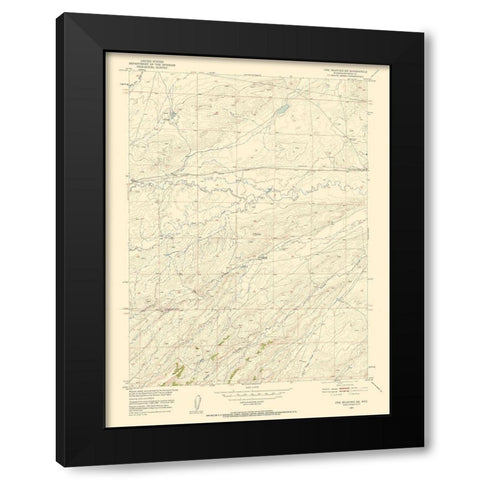 Pine Mountain Wyoming Quad - USGS 1951 Black Modern Wood Framed Art Print by USGS
