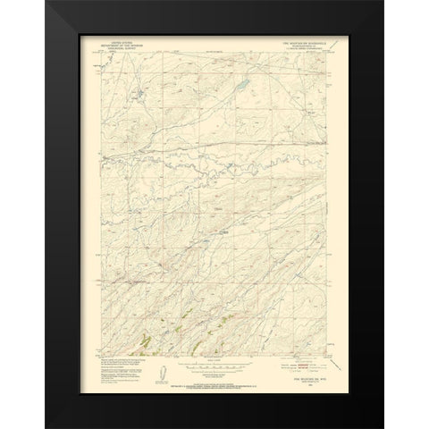 Pine Mountain Wyoming Quad - USGS 1951 Black Modern Wood Framed Art Print by USGS