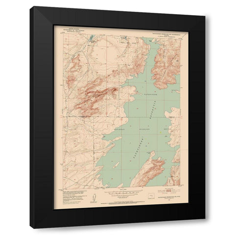 Pathfinder Reservoir Wyoming Quad - USGS 1951 Black Modern Wood Framed Art Print with Double Matting by USGS