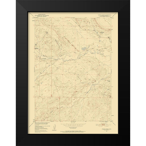 Poison Spider Wyoming Quad - USGS 1951 Black Modern Wood Framed Art Print by USGS