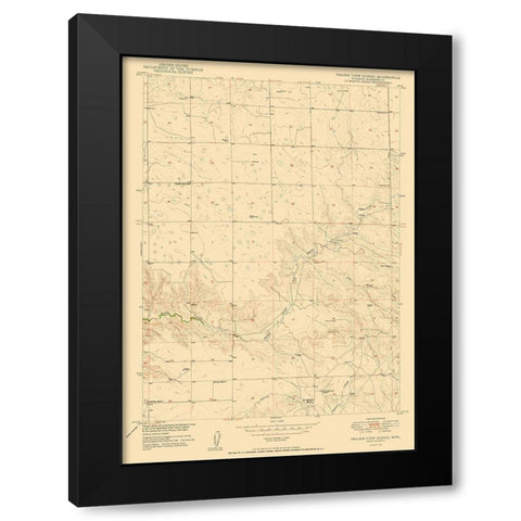 Prairie View School Wyoming Quad - USGS 1950 Black Modern Wood Framed Art Print by USGS