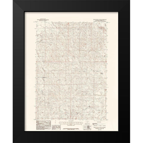 Rocky Butte Gulch Wyoming Quad - USGS 1984 Black Modern Wood Framed Art Print by USGS
