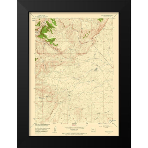 Red Canyon Wyoming Quad - USGS 1957 Black Modern Wood Framed Art Print by USGS
