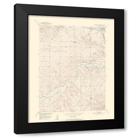 Register Cliff Wyoming Quad - USGS 1950 Black Modern Wood Framed Art Print with Double Matting by USGS