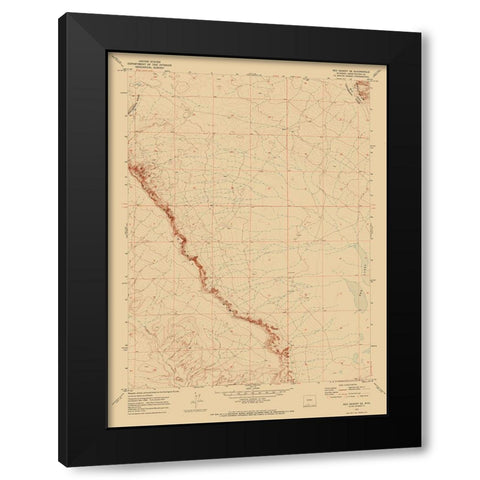 South East Red Desert Wyoming Quad - USGS 1970 Black Modern Wood Framed Art Print with Double Matting by USGS