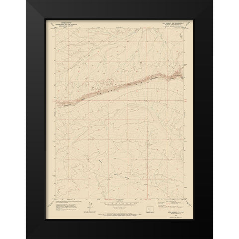 South West Red Desert Wyoming Quad - USGS 1970 Black Modern Wood Framed Art Print by USGS