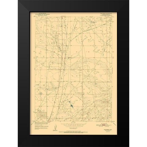 Reefs Wyoming Quad - USGS 1951 Black Modern Wood Framed Art Print by USGS