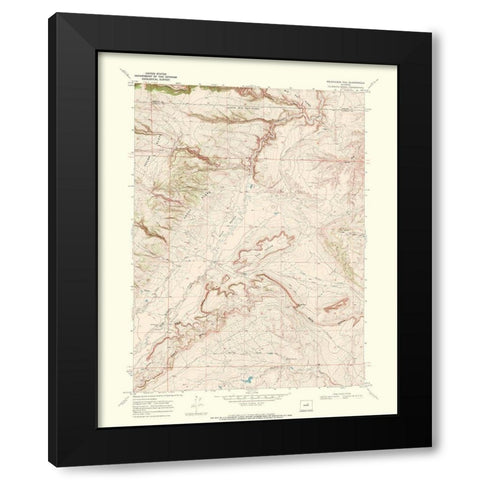 Roughlock Hill Wyoming Quad - USGS 1968 Black Modern Wood Framed Art Print with Double Matting by USGS