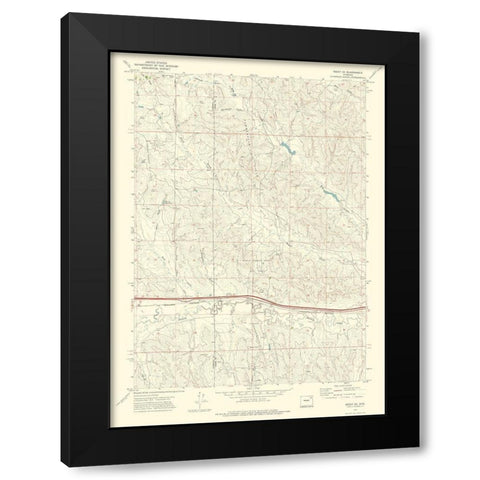 Rozet Wyoming Quad - USGS 1971 Black Modern Wood Framed Art Print by USGS