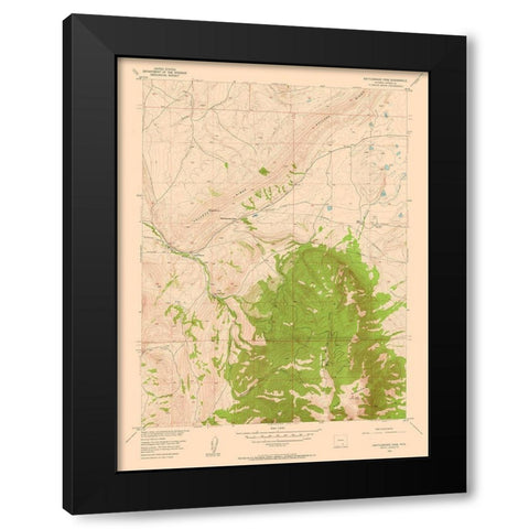 Rattlesnake Pass Wyoming Quad - USGS 1955 Black Modern Wood Framed Art Print by USGS