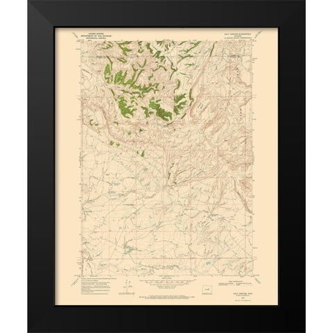 Salt Canyon Wyoming Quad - USGS 1968 Black Modern Wood Framed Art Print by USGS