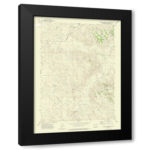 Saddle Horse Butte Wyoming Quad - USGS 1971 Black Modern Wood Framed Art Print with Double Matting by USGS