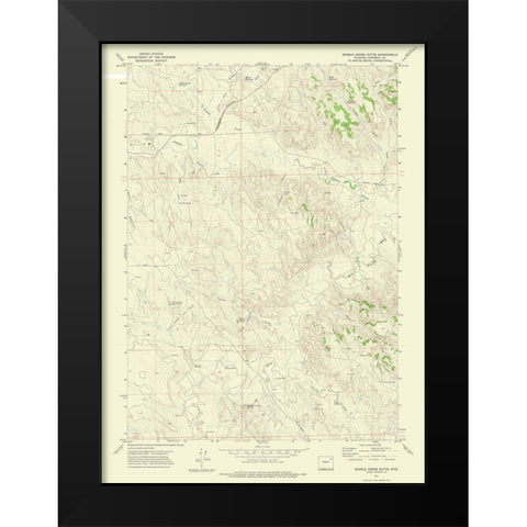 Saddle Horse Butte Wyoming Quad - USGS 1971 Black Modern Wood Framed Art Print by USGS