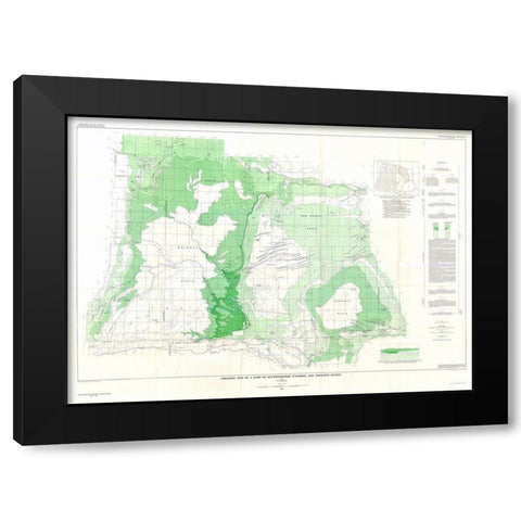 Southwestern Wyoming Adjacent States - Bradley Black Modern Wood Framed Art Print by Bradley