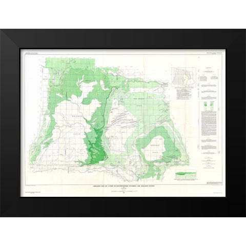 Southwestern Wyoming Adjacent States - Bradley Black Modern Wood Framed Art Print by Bradley
