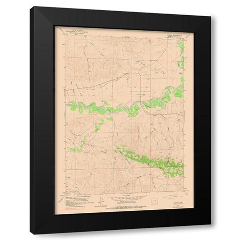 Sussex Wyoming Quad - USGS 1961 Black Modern Wood Framed Art Print with Double Matting by USGS