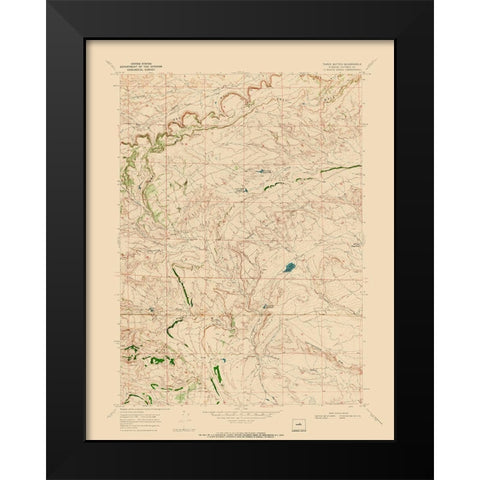 Three Buttes Wyoming Quad - USGS 1968 Black Modern Wood Framed Art Print by USGS