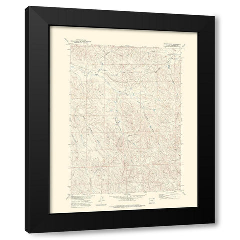 Truman Draw Wyoming Quad - USGS 1971 Black Modern Wood Framed Art Print with Double Matting by USGS