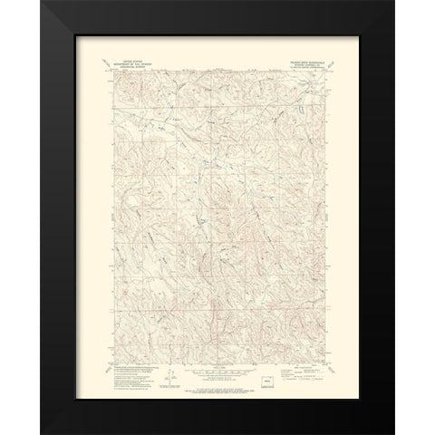 Truman Draw Wyoming Quad - USGS 1971 Black Modern Wood Framed Art Print by USGS