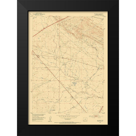 Waltman Wyoming Quad - USGS 1952 Black Modern Wood Framed Art Print by USGS