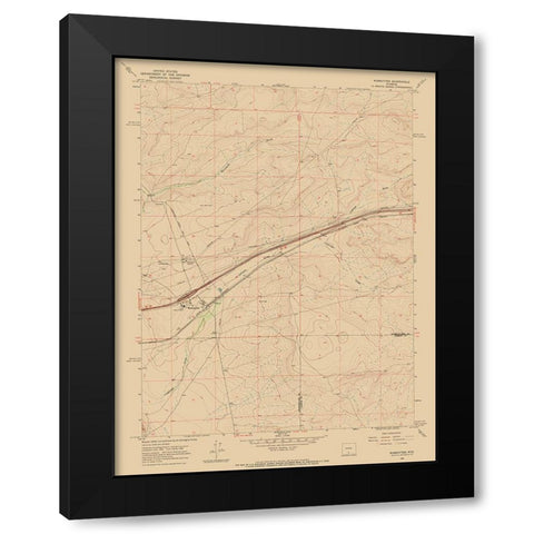 Wamsutter Wyoming Quad - USGS 1966 Black Modern Wood Framed Art Print with Double Matting by USGS