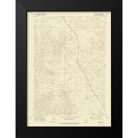 Wildcat Wyoming Quad - USGS 1971 Black Modern Wood Framed Art Print by USGS