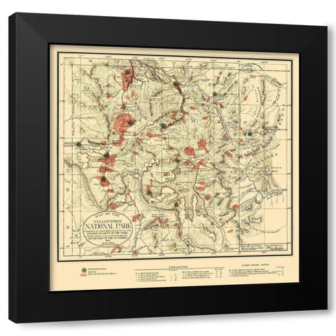 Yellowstone National Park - US Interior 1881 Black Modern Wood Framed Art Print with Double Matting by Interior Dept