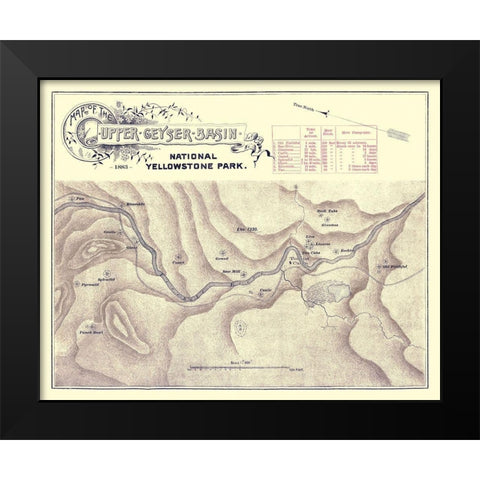 Yellowstone Upper Geyser Wyoming - 1883 Black Modern Wood Framed Art Print by Unknown