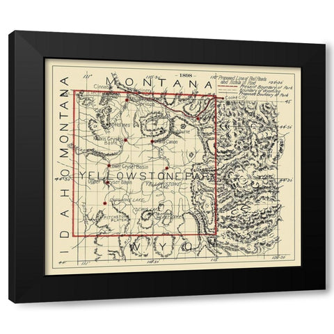 Yellowstone Proposed Hotel, Railroads - 1898 Black Modern Wood Framed Art Print with Double Matting by Unknown