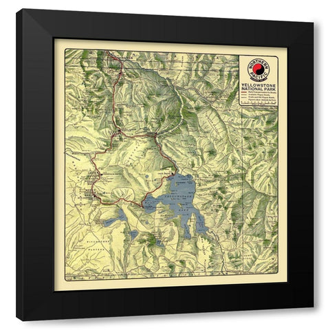 Yellowstone National Park - Northern Pacific 1910 Black Modern Wood Framed Art Print with Double Matting by Northern Pacific