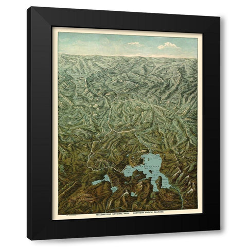 Yellowstone Park Northern Pacific Railroad Wyoming Black Modern Wood Framed Art Print with Double Matting by Fee