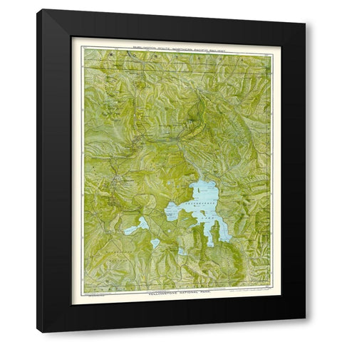 Yellowstone Park - Burlington Route 1898 Black Modern Wood Framed Art Print with Double Matting by Poole
