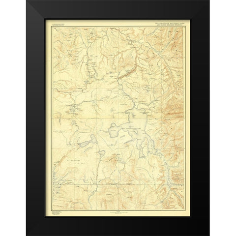 Yellowstone National Park Wyoming - USGS 1885 Black Modern Wood Framed Art Print by USGS