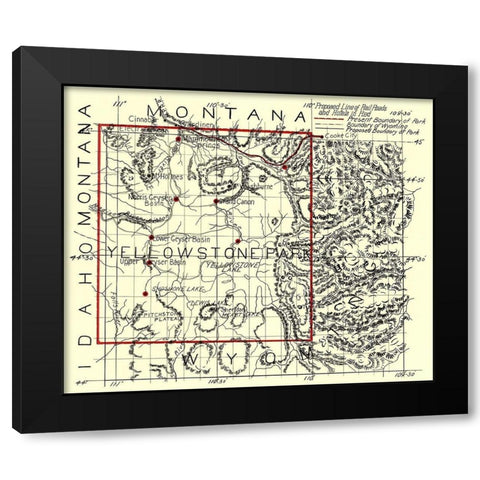 Yellowstone National Park - 1900 Black Modern Wood Framed Art Print with Double Matting by Unknown