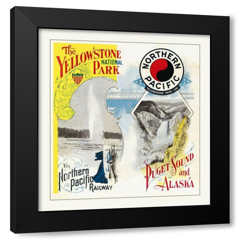 Northern Pacific Yellowstone Cover - Poole 1898 Black Modern Wood Framed Art Print by Poole