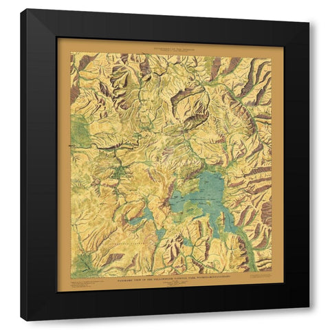 Yellowstone National Park Sheet - USGS 1915 Black Modern Wood Framed Art Print by USGS