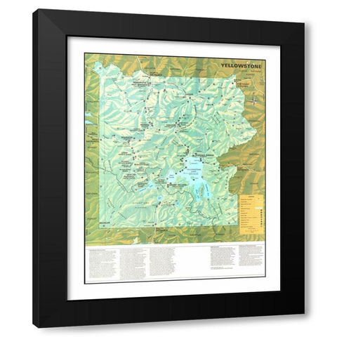 Yellowstone National Park - US Park Services 1972 Black Modern Wood Framed Art Print by Park Services