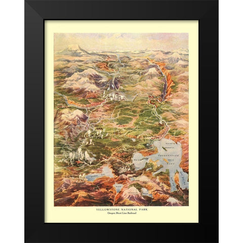 Yellowstone Park Short Line Railroad Wyoming Black Modern Wood Framed Art Print by Poole