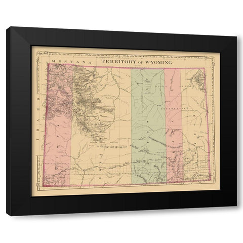 Wyoming - Mitchell 1880 Black Modern Wood Framed Art Print with Double Matting by Mitchell