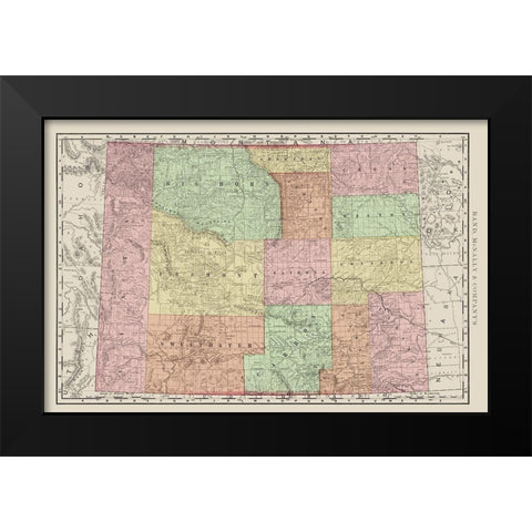 Wyoming - Rand McNally 1903 Black Modern Wood Framed Art Print by Rand McNally