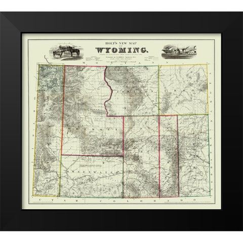 Wyoming - Holt 1883 Black Modern Wood Framed Art Print by Holt