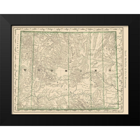 Wyoming - Rand McNally 1879 Black Modern Wood Framed Art Print by Rand McNally