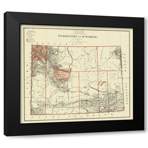Wyoming - Bien 1879 Black Modern Wood Framed Art Print by Bien