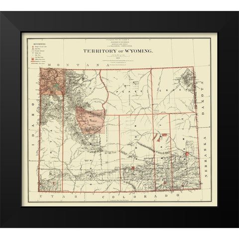 Wyoming - Bien 1879 Black Modern Wood Framed Art Print by Bien