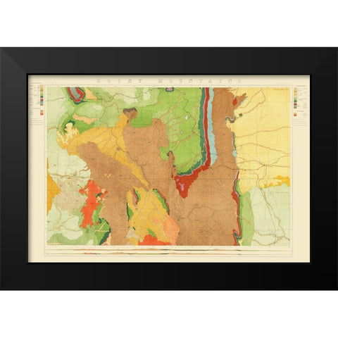 Colorado Rocky Mountains Wyoming - King 1876 Black Modern Wood Framed Art Print by King
