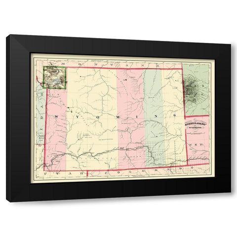Wyoming - Asher  1874 Black Modern Wood Framed Art Print with Double Matting by Asher