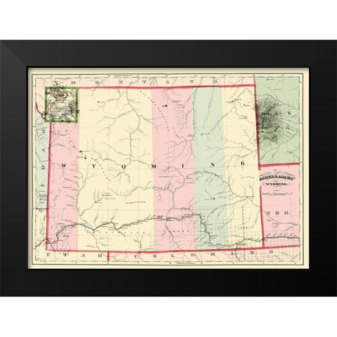 Wyoming - Asher  1874 Black Modern Wood Framed Art Print by Asher