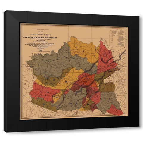 Cherokee Nation of Indians, Colonies, Mississippi Black Modern Wood Framed Art Print with Double Matting by Royce