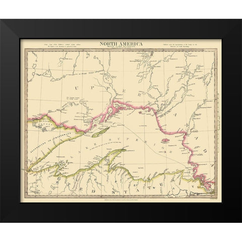 Lake Superior North America - 1832 Black Modern Wood Framed Art Print by Baldwin